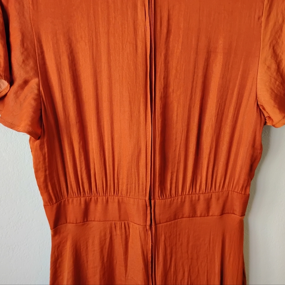 🍁🍂 Blue Rain Size L Rust High-Low Ruffle Dress - Picture 11 of 16